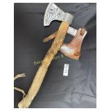 Custom Vicking style Hatchet with carved handle