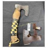 Dasascus Steel bladed hatchet with black