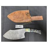 Damascus blade Chef Knife with leather sheath
