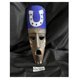 Colts themed wooden tiki totem mask