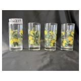 lot of 4 tall Lemon glasses