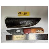 Handmade Damascus steel blade with bear cut-out