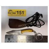 MINI Handmade Damascus Steel keychain w/sheath