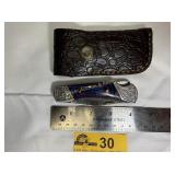Custom Handmade Damascus Steel pocket knifew/sheat