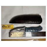 Custom Handmade Damascus steel blad with Shark Cut