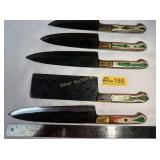 5 piece Handmade Full-Tang Chef's knife set