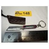 Custom MINI keychain Damascus Steel knife w/sheath