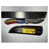 Custom made Damascus steel knife with sheath