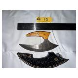 Handmade Damascus steel Ulu with sheath