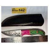 Custom Damascus Steel blade shark cutout & Sheath