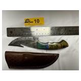 Custom made Damascus steel Gut Hook Knife