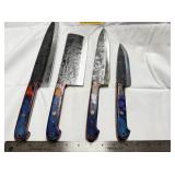 Handmade Damascus Steel Kitchen Knife Set / 4 Pc