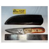 Handmade Damascus Steel  knife W Buck cutout