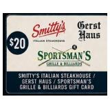 $20 Smitty's Steakhouse/ Gerst Haus Gift Card