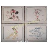 Set of 4 Disney Character Sketches, 11x14 matte