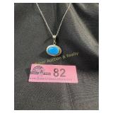 Sterling Silver oval turquoise Cabochon pendantn