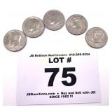 (5) ASST DATE KENNEDY HALF DOLLARS