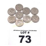 LOT OF NINE KENNEDY HALF DOLLARS - ONE MONEY