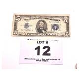 1934 D $5 SILVER CERTIFICATE FAULTY ALIGNMENT ERR