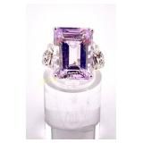 14K WHITE GOLD AND EMERALD CUT ROSE QUARTZ