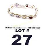 14K AND STERLING MULTI COLOR STONE BRACELET