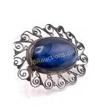STERLING WITH BLUE STONE PENDANT / BROOCH