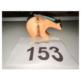 STONE BEAR WITH BEADS AND FEATHERS BY HAROLD