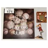 BASEBALL FIGURE, PICTURE FRAME, INSPIRATIONAL