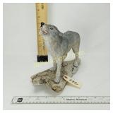 SNARLING WOLF ON DRIFTWOOD