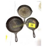 (3) CAST IRON SKILLETS
