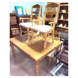 PINE DINING TABLE, (4) CHAIRS