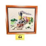 LOCOMOTIVE WALL ART - STITCHED