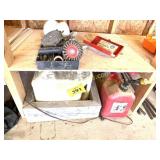 GAS CAN, WIRE WHEEL BRUSH, ETC