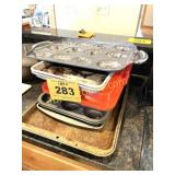 STACK OF BAKING PANS