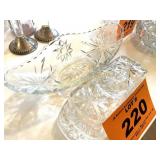GLASS BUTTER DISH AND BOWL
