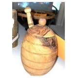 WOOD HONEY POT