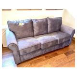 GREY MICROFIBER HIDE-A-BED SOFA 1YR OLD