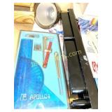 WOOD STAND W/ART SUPPLIES