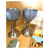 INDIAN CLAY TILE, POTTERY, WINE GLASSES