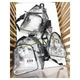 (3) CLEAR BACKPACKS