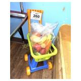TOY PLASTIC GROCERY CART W/VEGETABLES