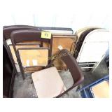 3 FOLDING BROWN CHAIRS, 2 CARD TABLES,  MISC CHAIR