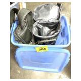 PLASTIC TOTE WITH BACKPACKS