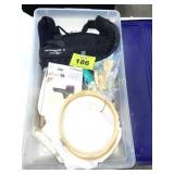 PLASTIC STORAGE BOX W ARM BRACE, ETC.