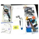 LARGE PILE - ESSENTIAL OILS, CHARGERS, HEAT GUN...