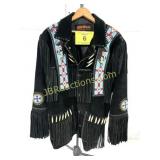 3B WEST LEATHER BEADED L JACKET W FRINGE NICE!!!
