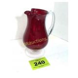 MADE IN POLAND RUBY RED WATER PITCHER