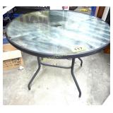 ROUND METAL AND GLASS TOP PATIO TABLE