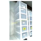 TWO 3 DRAWER PLASTIC DRAWERS W ONE SET OF CASTERS