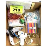 BOX WITH GLUE GUNS & CRAFT SUPPLIES